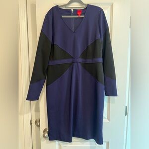 G.I.L.I Colorblock Sheath Dress Size 14 Purple Black Workwear